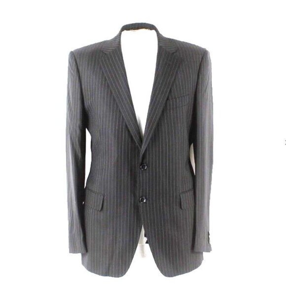 Dolce Gabbana Sz 54 European Fit Black Pin Striped Lined Rayon Wool Mens Blazer